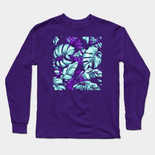 Tropical Leaves Camouflage Of Banana and Monstera 3 Long Sleeve T-Shirt